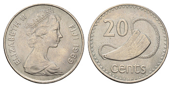 Фиджи 20 центов 1969 KM 31 медно-никель UNC 4119-542
