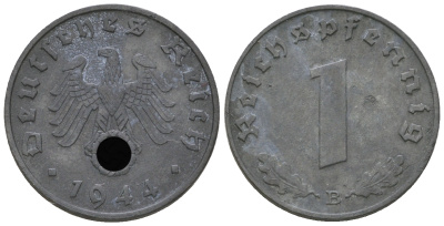 Германия 1 рейхспфенниг 1944 B KM 97, J. 369 цинк    4668-1138