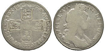 Англия 1/2 кроны 1697 Вильгельм III (1694-1702) Spink 3487 серебро 00-000
