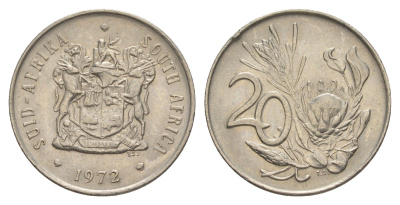 ЮАР 20 центов 1972 KM 86 никель UNC 4161-245