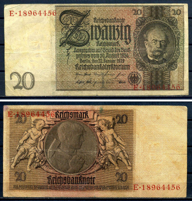 Германия 20 рейхсмарк 1929 Pick 181 a бумага 8518-9-1-2