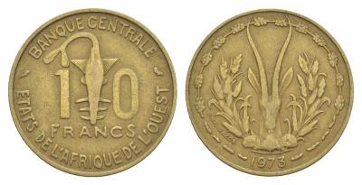 Западная Африка (BCEAO) 10 франков 1973 редкий год KM 1a медь алюминий никель 4514-937