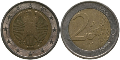 Германия 2 евро 2002 D KM 214 биметалл 4575-121