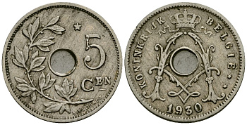 Бельгия 5 сантимов 1930 Belgie KM 67 медно-никель 4173-331