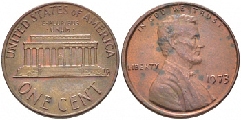 США 1 ЦЕНТ 1973 ЛИНКОЛЬН KM 201 медь цинк 105-1111