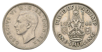 Великобритания 1 шиллинг 1948 Георг VI (1936-1952), Шотландский герб KM 864, Spink 4104 медно-никель 4663-145
