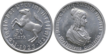 Вестфалия 50 марок 1923 Funck 645.3, Men18 33512.10 алюминий aUNC 4610-427