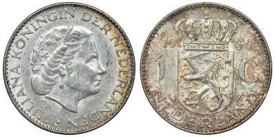 Нидерланды 1 гульден 1966 Юлиана (1948-1980) KM 184 серебро 71-1151