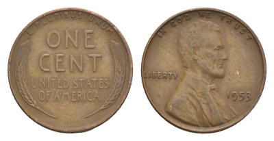 США 1 цент 1953 KM 132 бронза 4644-561