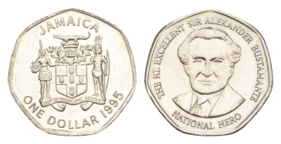 Ямайка 1 доллар 1995 Александр Бустаманте KM 164 сталь плакированная никелем UNC 4644-362