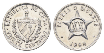 Куба 20 сентаво 1969 KM 35 алюминий UNC 4666-824