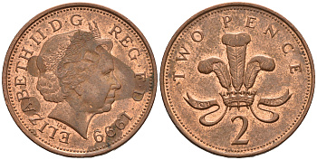 Великобритания 2 пенса 1999 Елизавета II (1952-2022) KM 987, Spink 4690 (C5) сталь плакированная медью 177-741