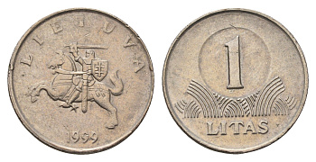 Литва 1 лит 1999 KM 111 медно-никель 4695-424