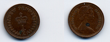 Великобритания 1/2 пенни 1971 Елизавета II (1952-2022) KM 914, Spink 4239 бронза 62-2715