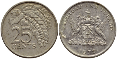 Тринидад и Тобаго 25 центов 1975 цветок дикая пуансеттия KM 28 медно-никель 4396-668