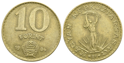 Венгрия 10 форинтов 1984 Статуя свободы KM 636 алюминиевая бронза 4385-837
