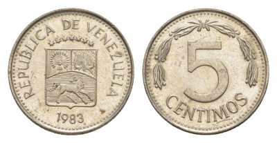 Венесуэла 5 сентимо 1983 Y 49a сталь плакированная никелем 4580-164