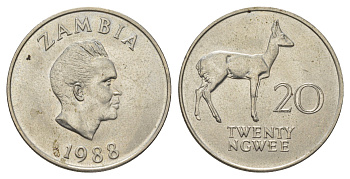 Замбия 20 нгве 1988 KM 13 медно-никель 4626-716