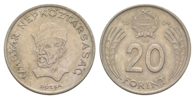Венгрия 20 форинтов 1984 BP, Дьердь Дожа KM 630 медно-никель 4631-1042