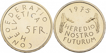 Швейцария 5 франков 1975 Год европейского архитектурного наследия KM 53 медно-никель PROOF 1087-3-44