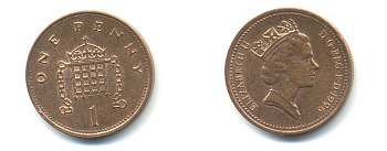 Великобритания 1 пенни 1996 Елизавета II (1952-2022) KM 935a, Spink 4391 (B4) сталь плакированная медью 177-1142