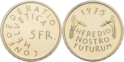 Швейцария 5 франков 1975 Год европейского архитектурного наследия KM 53 медно-никель PROOF 1087-3-44