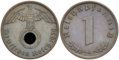 Германия 1 рейхспфенниг 1939 A KM 89, J 361 бронза 4392-455