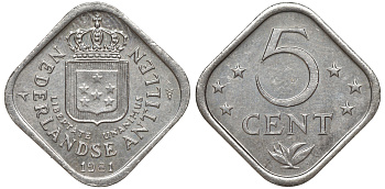Нидерландские Антилы 5 центов 1981 Беатрикс (1980-2013) KM 13 медно-никель 4610-954