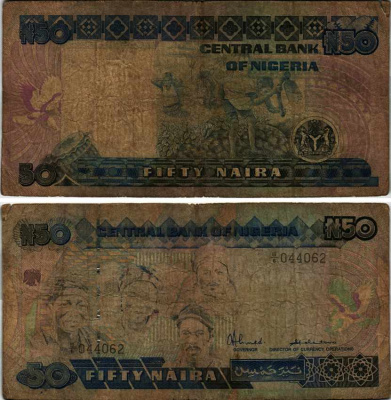 Нигерия 50 найра ND (1991-2000) жители Нигерии, подпись 8 Pick 27 a бумага 6299-64-3-1