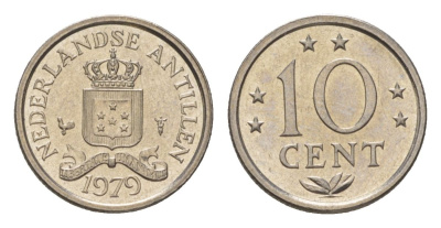 Нидерландские Антильские острова (Нидерландские Антилы) 10 центов 1979 KM 10 никель UNC 4627-712