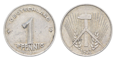ГДР 1 пфенниг 1952 E KM 5 алюминий 4647-936