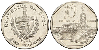 Куба 10 сентаво 1996 KM 576.2, JMA MC20, Schoen 714 сталь плакированная никелем 4114-526