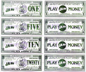 ЕВРОПА НАБОР ИЗ 6 БАНКНОТ ND (1, 5, 10, 20, 50, 100) ИГРОВЫЕ ДЕНЬГИ JAST FOR KIDS (JA-RU) бумага UNC (ПРЕСС) 7146-65-3-2