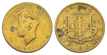 Ямайка 1 пенни 1940 KM 32 никель латунь 4628-444