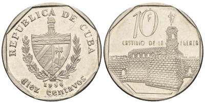 Куба 10 сентаво 1996 KM 576.2, JMA MC20, Schoen 714 сталь плакированная никелем 4114-526