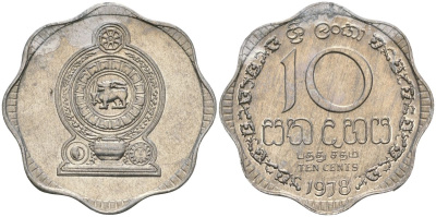 Шри-Ланка 10 центов 1978 KM 140a алюминий 4135-1213