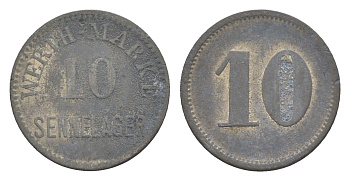 Зеннелагер, учебный полигон 10 пфеннигов ND Men05 23405.3, Men18 29270.4 цинк 4643-929