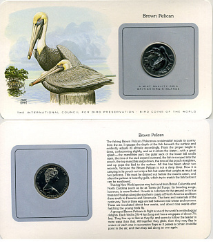 БРИТАНСКИЕ ВИРГИНСКИЕ ОСТРОВА 50 ЦЕНТОВ 1980 СЕРИЯ МОНЕТЫ МИРА С ИЗОБРАЖЕНИЕМ ПТИЦ, В ОРИГИНАЛЬНОМ БУКЛЕТЕ С ОПИСАНИЕМ KM 5 медно-никель UNC 5121-22