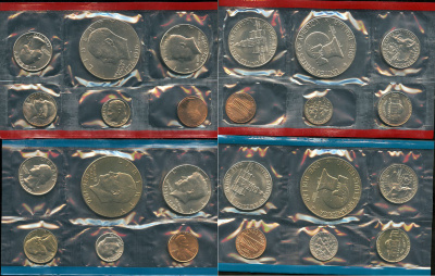 США официальные наборы из 12 монет 1976 200 лет независимости США (разные монетный дворы) KM MS 137   UNC  8-2-03-26