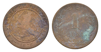 Нидерланды 1 цент 1878 Виллем III (1849-1890) KM 107 бронза 58-331