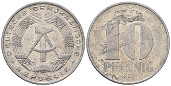 ГДР 10 пфеннигов 1983 А KM 10 алюминий 3459-642