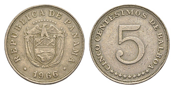 Панама 5 сентесимо 1966 KM 23.2 медно-никель 4644-634