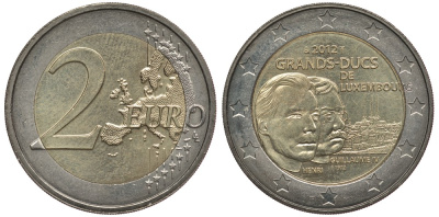 Люксембург 2 евро 2012 100 лет со дня смерти Великого герцога Люксембургского Вильгельма IV KM 121 биметалл 110-1053