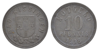 Бад-Киссинген 10 пфеннигов 1918 Funck 246.4 цинк 4636-753