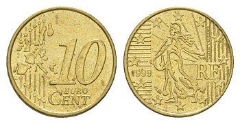 Франция 10 евроцентов 1999 KM 1285 нордик aUNC 4627-1137