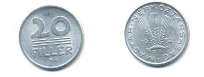 Венгрия 20 филлеров 1982 BP KM 573 алюминий UNC 83-1521