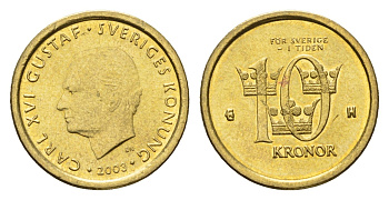 Швеция 10 крон 2003 Карл XVI Густав (1973-) KM 895 нордик UNC 4657-1224