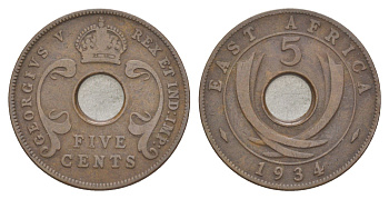 Британская Восточная Африка 5 центов 1934 Георг V (1910-1936) KM 18 бронза 4150-541