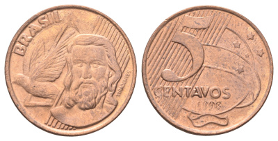 Бразилия 5 сентаво 1998 KM 648 сталь плакированная медью UNC 4668-1063