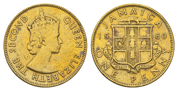 Ямайка 1 пенни 1960 KM 37 никель латунь 4628-652